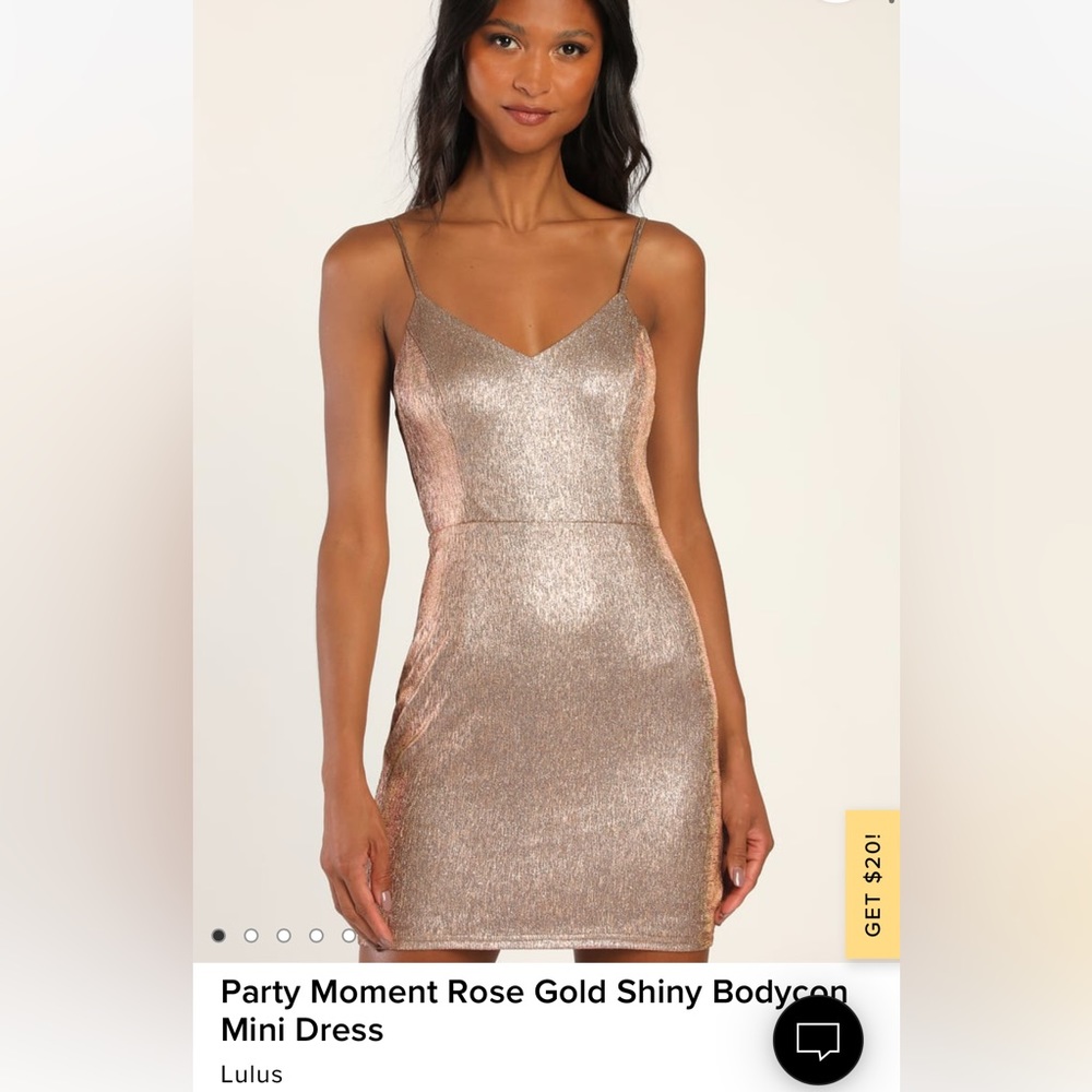 Party Moment Rose Gold Shiny Bodycon Mini Dress